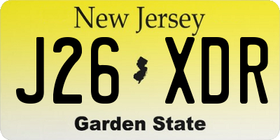 NJ license plate J26XDR