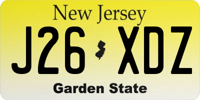 NJ license plate J26XDZ