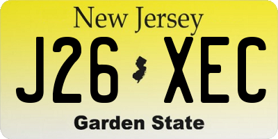 NJ license plate J26XEC