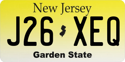 NJ license plate J26XEQ