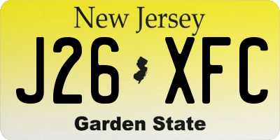 NJ license plate J26XFC