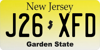 NJ license plate J26XFD