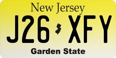 NJ license plate J26XFY