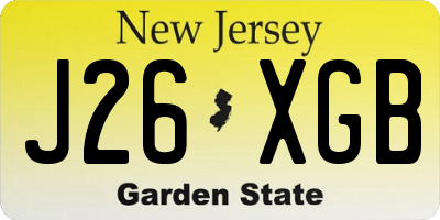 NJ license plate J26XGB