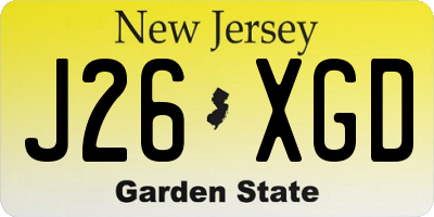 NJ license plate J26XGD