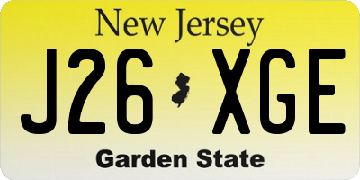 NJ license plate J26XGE