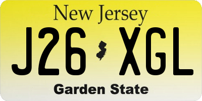 NJ license plate J26XGL