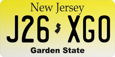 NJ license plate J26XGO
