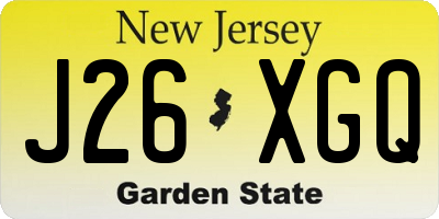 NJ license plate J26XGQ