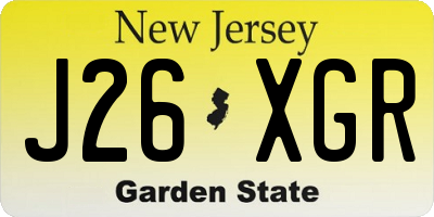 NJ license plate J26XGR