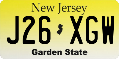 NJ license plate J26XGW