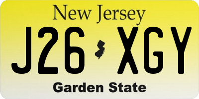 NJ license plate J26XGY