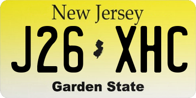 NJ license plate J26XHC