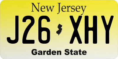 NJ license plate J26XHY