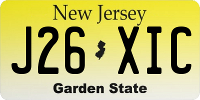 NJ license plate J26XIC