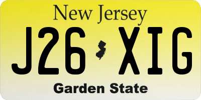 NJ license plate J26XIG