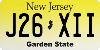 NJ license plate J26XII