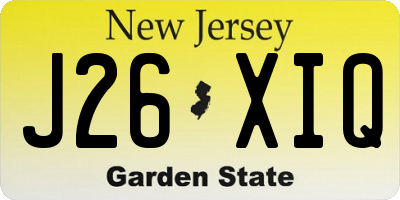 NJ license plate J26XIQ