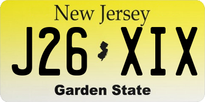 NJ license plate J26XIX