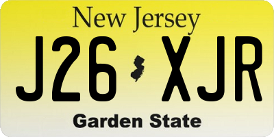 NJ license plate J26XJR