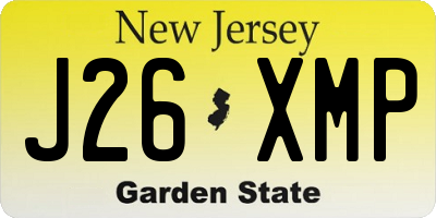 NJ license plate J26XMP