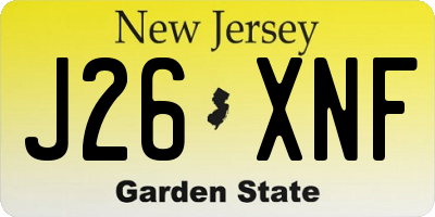 NJ license plate J26XNF