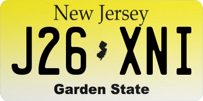 NJ license plate J26XNI