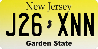 NJ license plate J26XNN