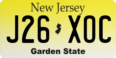 NJ license plate J26XOC