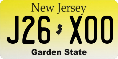 NJ license plate J26XOO