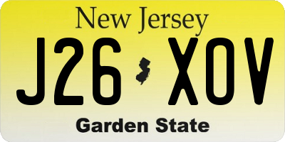 NJ license plate J26XOV