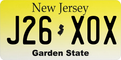 NJ license plate J26XOX