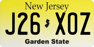 NJ license plate J26XOZ