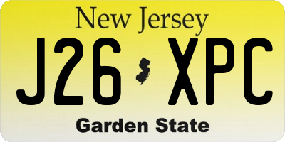 NJ license plate J26XPC