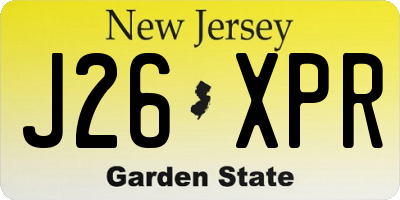 NJ license plate J26XPR