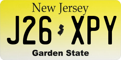 NJ license plate J26XPY