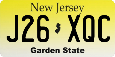 NJ license plate J26XQC