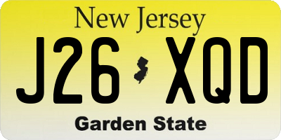 NJ license plate J26XQD