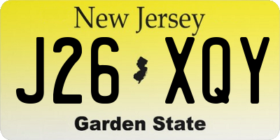 NJ license plate J26XQY
