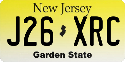 NJ license plate J26XRC