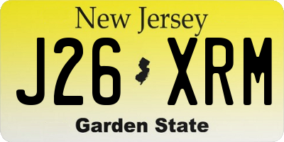 NJ license plate J26XRM