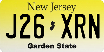 NJ license plate J26XRN