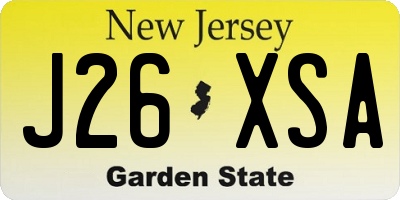 NJ license plate J26XSA