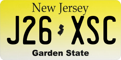NJ license plate J26XSC
