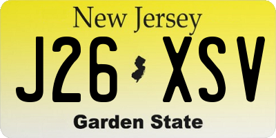 NJ license plate J26XSV