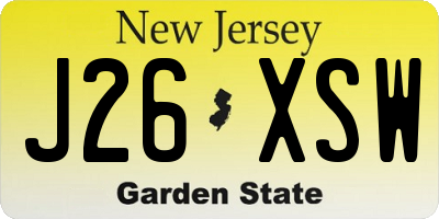 NJ license plate J26XSW
