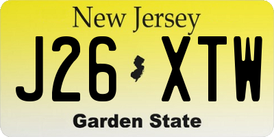 NJ license plate J26XTW