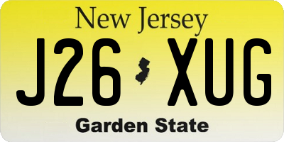 NJ license plate J26XUG