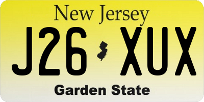 NJ license plate J26XUX