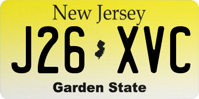NJ license plate J26XVC